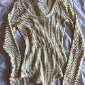 Cream Ribbed bodysuit